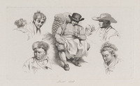 KG 08648
<br/>
Zes kopstudies en zittende lastdrager
<br/>
<em>Marcus, Jacob Ernst (1774-1826)</em>